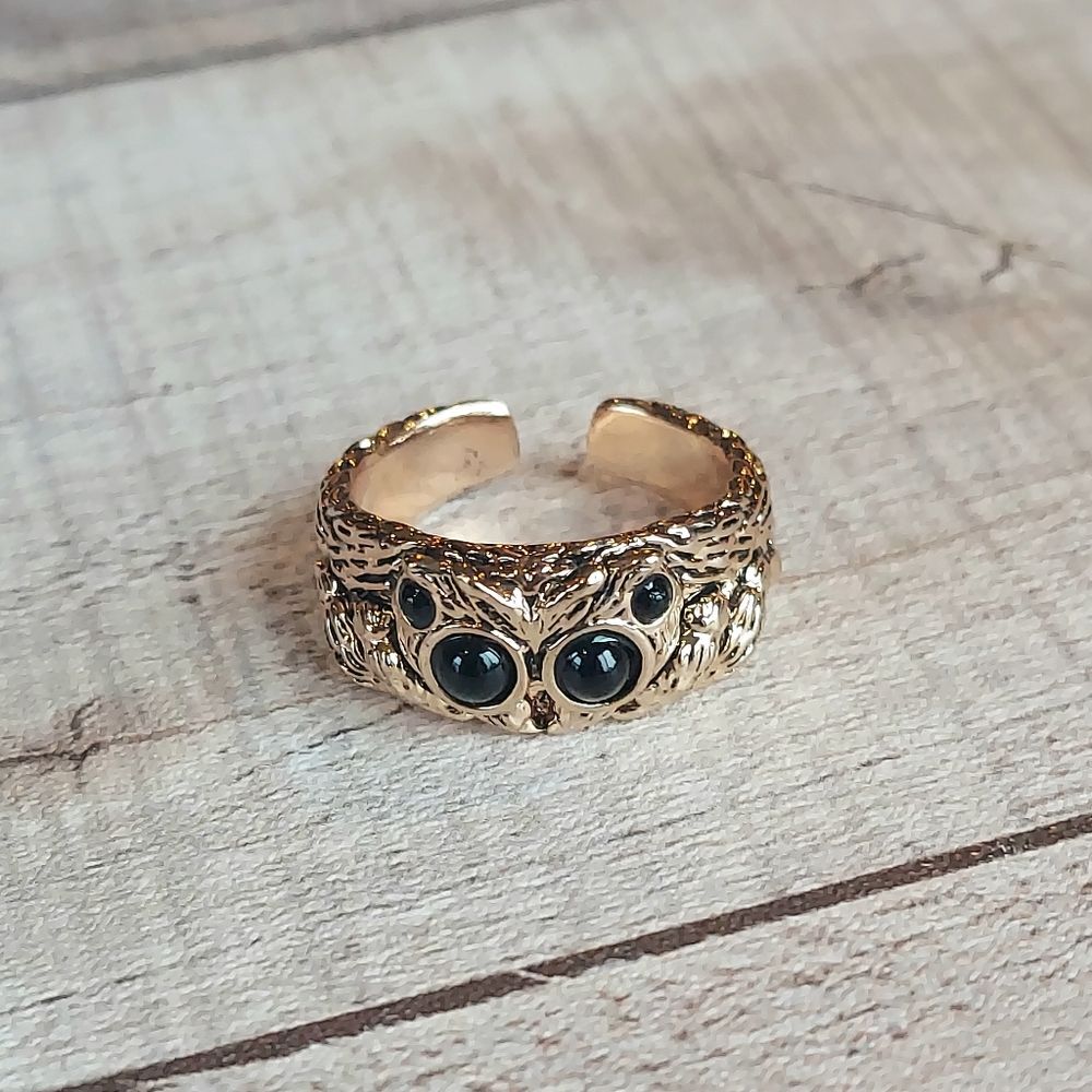 Jumping Spider Ring Adjustable Gold Tone